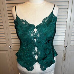 VINTAGE VICTORIA’S SECRET GOLD LABEL LACE SATINY BUTTON FRONT CAMISOLE TOP